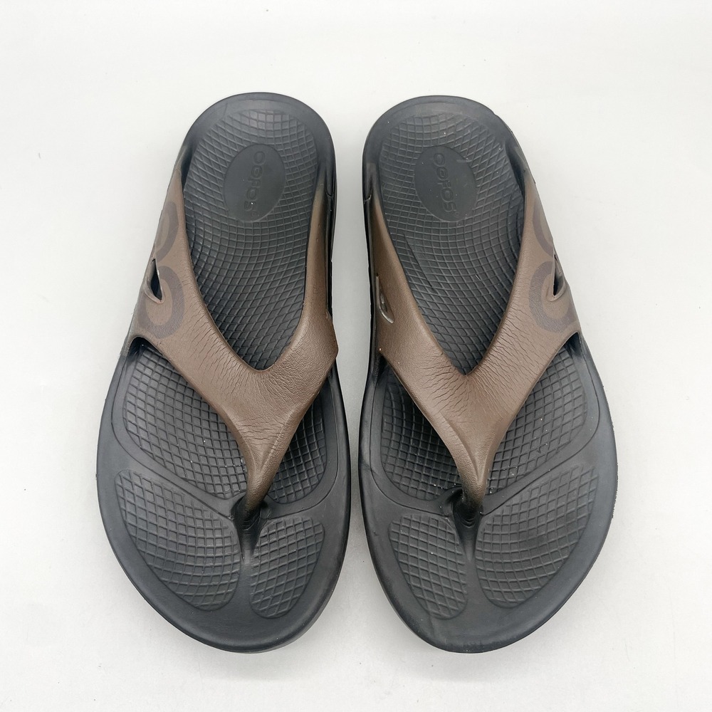 OOFOS Mens 7 OOriginal Sport Recovery Sandals Shoes Mocha Black Comfort Gym